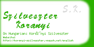 szilveszter koranyi business card